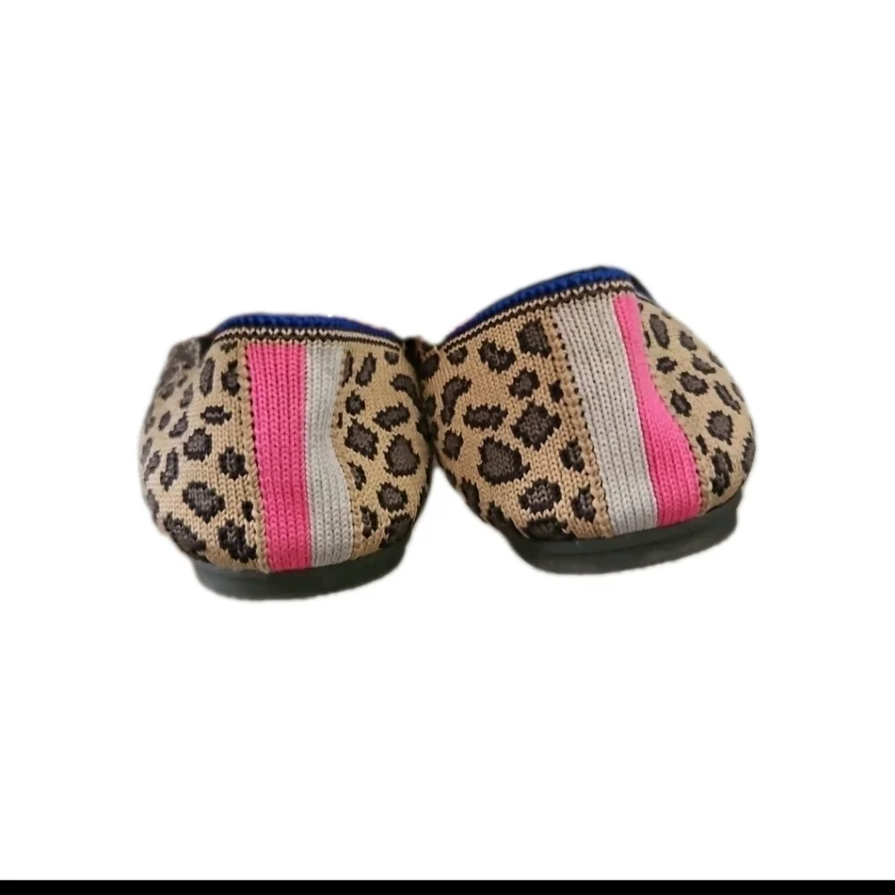 Rothy's Kids Leopard Slip-On Flats with Blue Trim